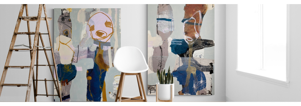 Indretning med moderne kunst